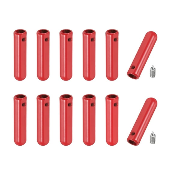 Uxcell 12 Pcs Shoelace Tips with Screw, Alloy 25mm Aglets Shoes Lace Cords End Tips for Clothes Strings, Red