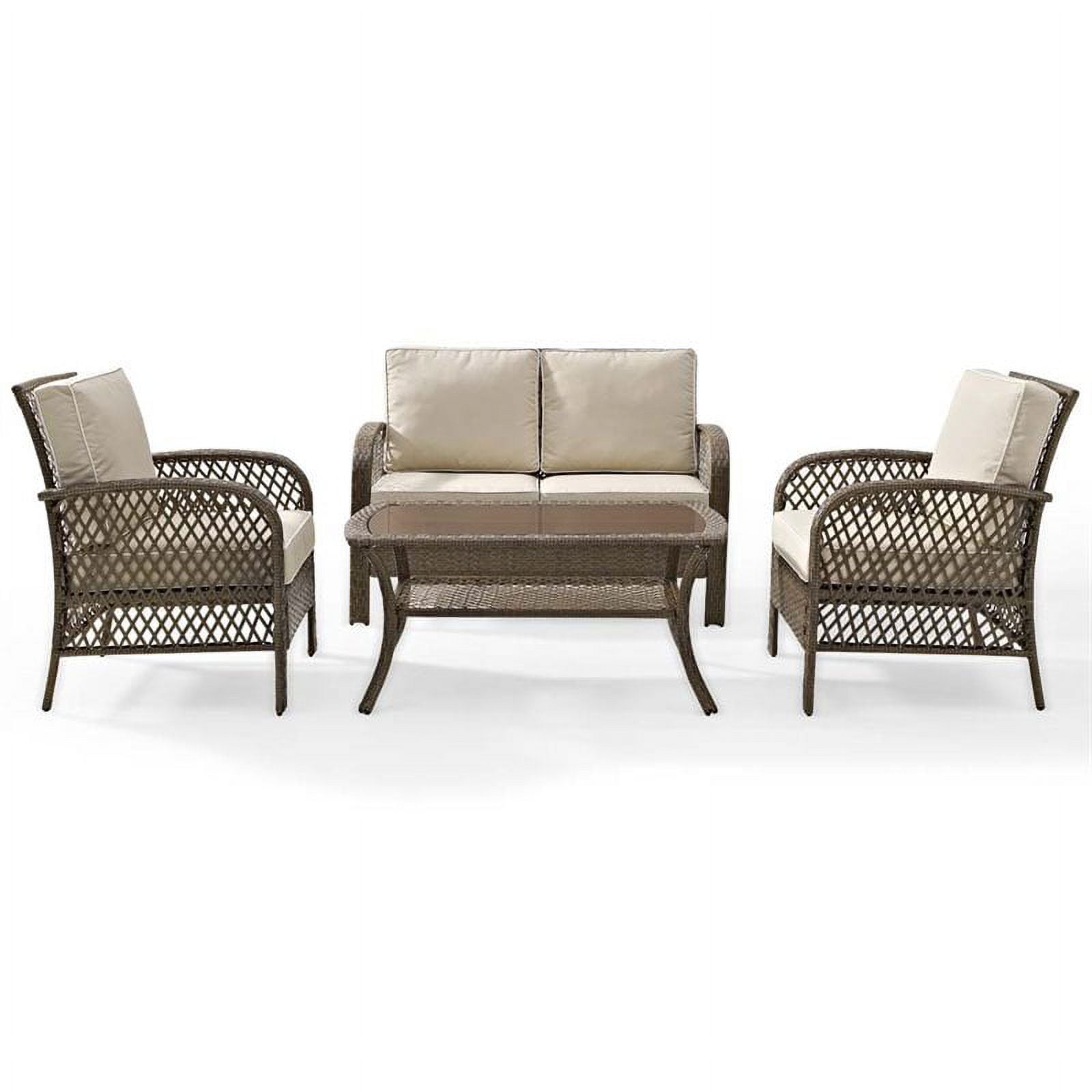 Crosley Tribeca 4 Piece Wicker Patio Sofa Set in Driftwood and Sand Walmart