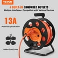 thumbnail image 3 of 100FT Heavy Duty Extension Cord Reel with 4 Outlets, 14AWG SJTOW Power Cord, Manual Rewind, Portable Handle & Circuit Breaker, UL Listed - for Garage, Toolshed, Workshop, 3 of 11
