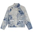 thumbnail image 4 of Jackets for Women Winter Coat Jackets Flannel Stand Collar Jacket(Blue Floral Wooden Design,Size:S-4XL), 4 of 7