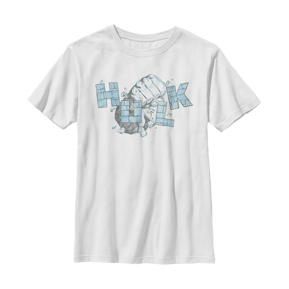 Boy's Marvel Hulk Brick Pencil Sketch  Graphic Tee White Medium
