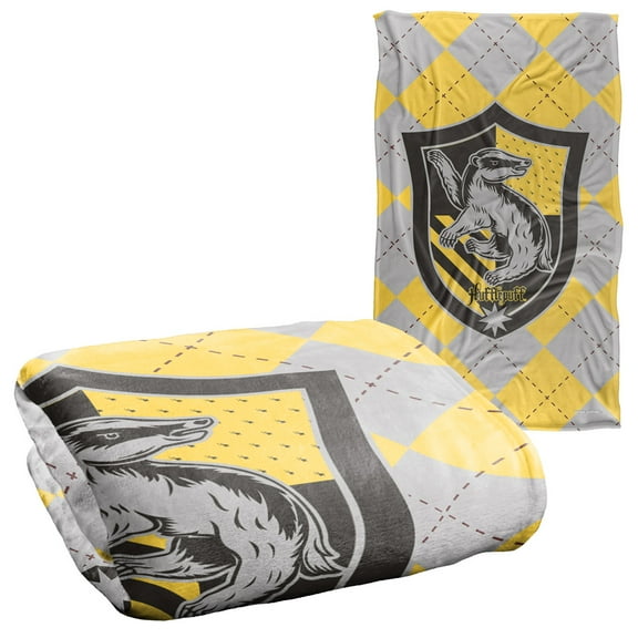 Harry Potter Hufflepuff Plaid Sigil Silky Touch Super Soft Throw Blanket 36" x 58"