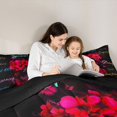 thumbnail image 4 of Castle Fairy Glam Black Women Twin Comforter Sets 2pcs,Floral Quote Pattern Bedding Set,Crimson Black Cyan,1 Comforter and 1 Pillowcase, 4 of 6