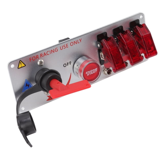 LED Toggle Ignition Switch Panel, 5in1 12V Car Switch Panel Racing with Engine Start Push Button for Racing Car RV Truck