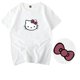 thumbnail image 4 of Hello Kitty verano niñas 100% algodón dibujos animados espalda estampado de lazo blanco manga corta Camiseta mujeres suelta estudiante top, 4 of 5