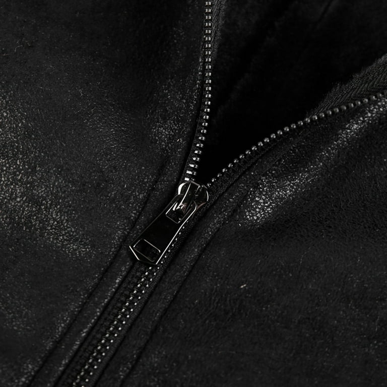 Men's Fashion Jacket Vintage Turn-down Collar Solid Imitation Leather Coat  Tops 