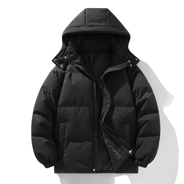 Men'S Winter Padded Coat Solid Color Plus Size Thick Loose Coat Men'S Parkas