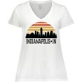 thumbnail image 3 of Inktastic Indianapolis Indiana Skyline Retro Women's Plus Size V-Neck T-Shirt, 3 of 5