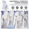 thumbnail image 4 of Lounweer 50 Pcs Folding Chair Cover Set with 25 Stretch Spandex Slipcovers 25 Satin Chair Sashes Bows Ribbon Washable Banquet Protector for Wedding Event Party(White, Silver), 4 of 6