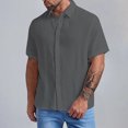 thumbnail image 2 of Manxivoo Mens Shirts Men's Baggy Cotton Blend Pocket Solid Short Sleeve Turn Down Collar T Shirts Mens Dress Shirts Grey XL, 2 of 4