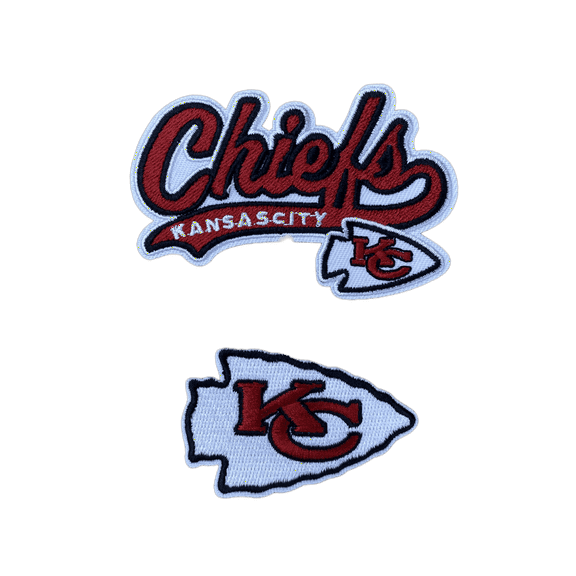 Set of 2 KANSAS CITY CHIEFS EMBROIDERED Iron On Patches
