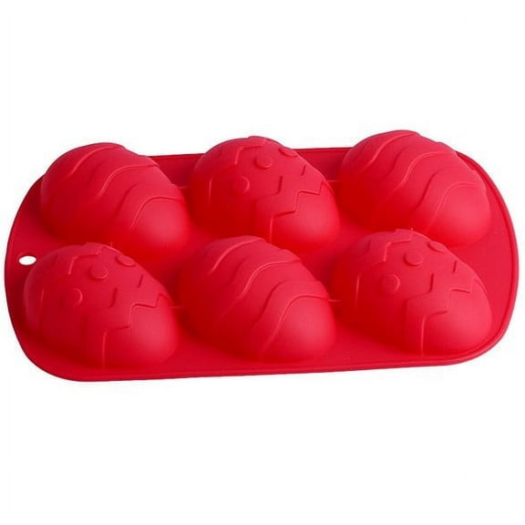 6 Cavity Egg Shaped Silicone Cake Baking Molds, DIY Chocolate Bakeware Pan for Handmade Soap Cake Muffin Ice Cubes Biscuit, Kitchen Baking Tool