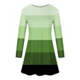 thumbnail image 5 of Robes d'Automne pour Femmes Col Rond Bloc de Couleur Robe à Manches Longues Décontractée Ample Tunique Évasée Mini Robes, 5 of 5
