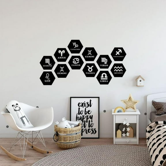 Horoscopes Astrological Chart Zodiac Sign Star Constellations Different Signs Logos Vinyl Wall Art Wall Sticker Wall Decal For Home Room Wall Office Living Room Wall Decoration Decal Size (8x10 inch)