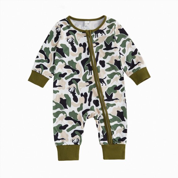 YDFCWX Baby Neutral Clothes Newborn Baby Boy One Piece Jumpsuit Print Romper One Piece Outfit Jumpsuit for Newborn Coming Home Fall Winter Outfit Green,6-12 Months