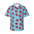 thumbnail image 4 of Wukai Strawberries Men's Hawaiian Shirt Short Sleeve Casual Button Down Summer Beach Aloha Shirt Tropical Print Holiday Party, 4 of 8