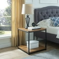 thumbnail image 2 of Caffoz Brooklyn Series Farmhouse Rectangle Wood and Metal End Table, Mahogany Brown (Set of 1), 2 of 11