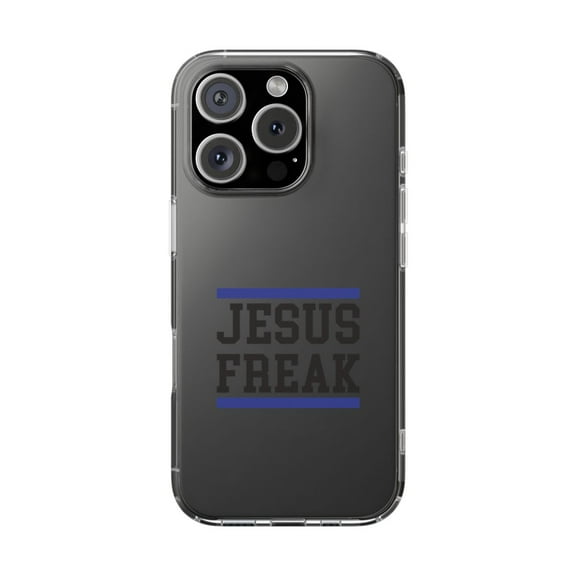 Clear Hybrid Shockproof Case for Apple iPhone 16 PRO - Jesus Freak Bold Blue Design