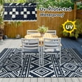 thumbnail image 6 of VUNATE Outdoor Rug Carpet 6'x9' Waterproof Reversible Patio Rug Portable Boho Indoor Outdoor Rug Plastic Straw Rug for Beach RV Camping Garden Picnic Deck Backyard Modern Porch Decor Blue and White, 6 of 7
