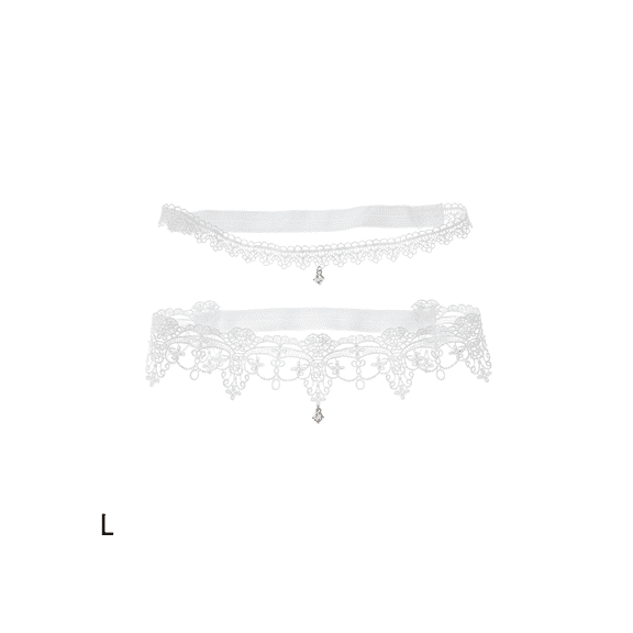 AUQ Garters for Bride,Elegant Lace Wedding Garter for Bride,Sparkling Rhinestone Garters for Special Occasions,White,L