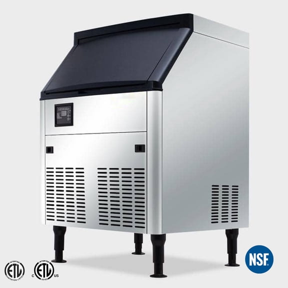 26" Commercial Ice Maker Machine – 280 lbs/Day Heavy-Duty Stainless Steel Ice Cube Maker with Large Storage Bin