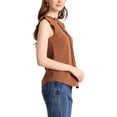 thumbnail image 4 of INSPIRE CHIC Women's Sleeveless Blouse Ruffled Pleated Wear-to-Work Chic Blouse L Brown, 4 of 7