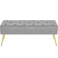 thumbnail image 3 of Alden Design Modern Ottoman Velvet Footstool Bench for Bedroom, Gray, 3 of 7