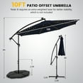 thumbnail image 5 of Topbuy 10FT Solar Offset Umbrella Tilted Cantilever Umbrella with 112 LED Lights Lighted Patio Sun Shade with Crank Handle Navy, 5 of 9