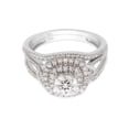 thumbnail image 3 of AFFY 1CT Moissanite Diamond Double Halo Split Shank Wedding Bridal Ring Set in 14K White Gold over Silver-7, 3 of 8