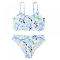 thumbnail image 1 of Girl's 2 Pieces Bathing Suit Bikini Set Rashguard Swim Suit Set Print Swimsuit Bathing Suit with Sport High Waist 7-8 Years, 1 of 4