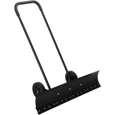 TUFFIOM Snow Shovel with Wheels, 39" Wide Metal Snow Plow Shovel Wheeled Snow Pusher Shovel, Angle & Height Adjustable, Heavy Duty Rolling Snow Removal Tool for Driveway Garden Pavement