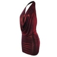 thumbnail image 2 of A2Y Women's Deep Sexy V-Neck Halter Backless Party Club Mini Dress Foil Burgundy 2XL, 2 of 3