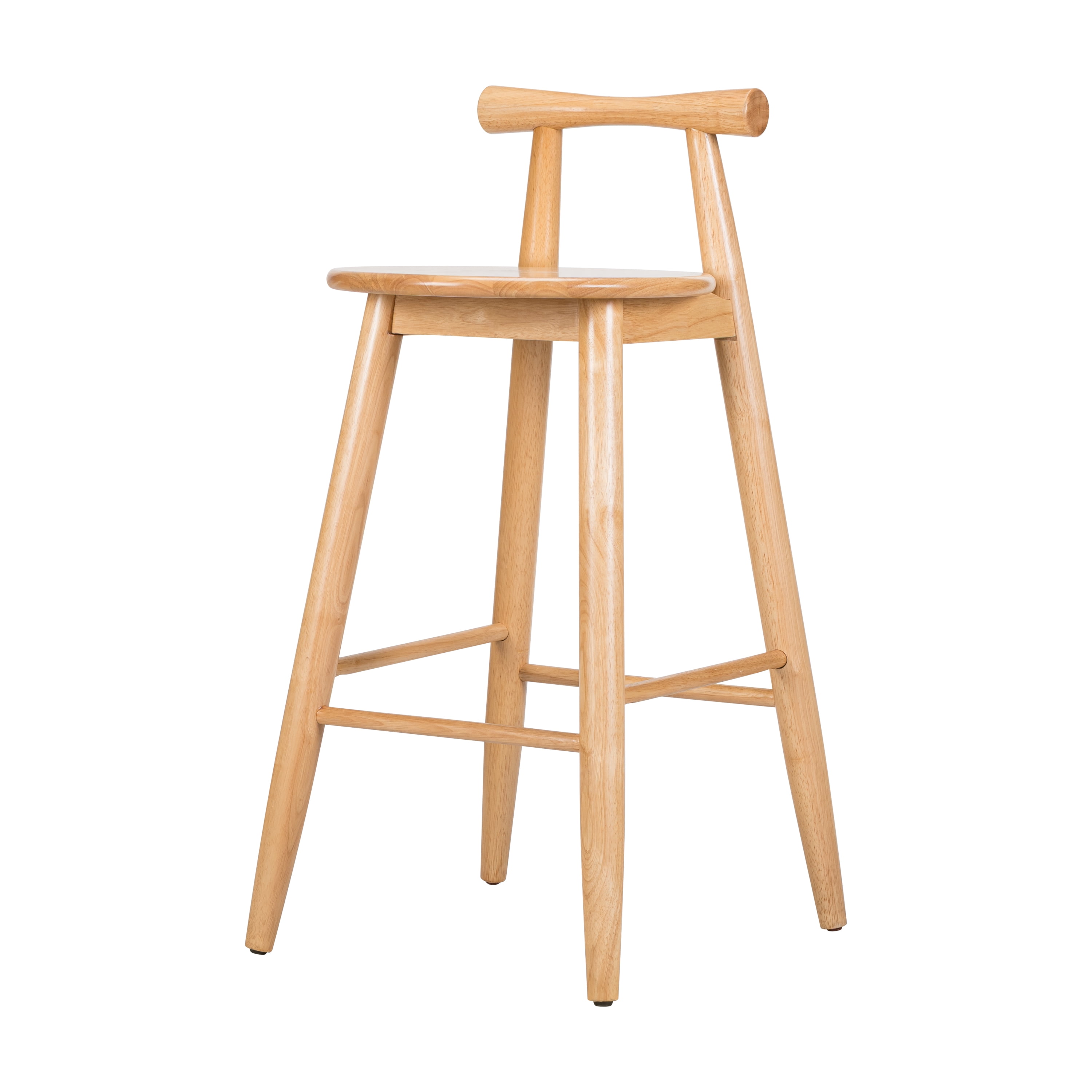 Set of 2 Grove Indoor Rubberwood Barstool, Natural Finished Bar Stool with Round Seat and Cross Bar Backrest for Home Bar Kitchen Island, 18.75x19.25x36.4 Inch, Natural