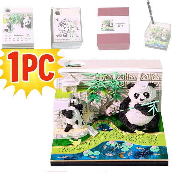 3D Panda Calendar 2026 – Timepiece Design,Tear-Away Pages,Memo Pad,and Interactive Paper Sculpture for Artistic Desk Decoration and Eco-Friendly Use.