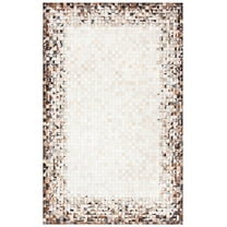 SAFAVIEH Studio Leather Claude Geometric Area Rug, Beige/Brown, 4' x 6'