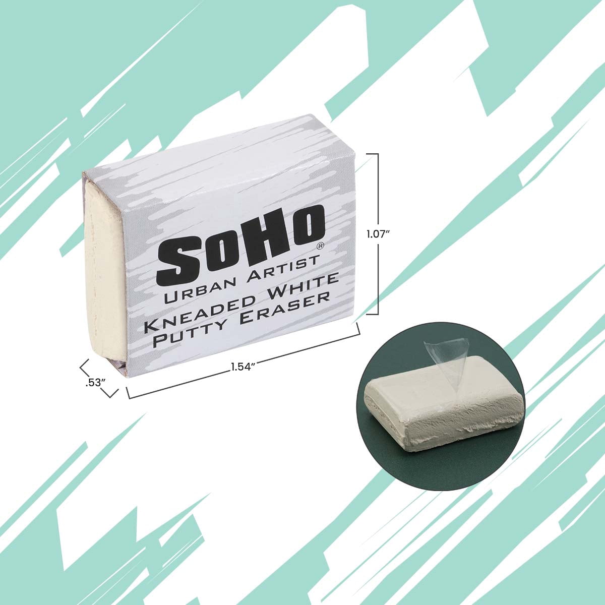 SoHo Urban Artist Kneaded Putty Eraser for Graphite Charcoal & Pastel, 36-Pack Standard White Eraser, Soft Flexible Drawing Tool for Blending Highlighting & Detail Work, PVC & Latex Free