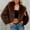 Coffee, variant on Women's Faux Fur Coat Winter Fall Fuzzy Warm Fleece Jacket Elegant Open Front Cardigan Casual Cropped Dressy Outerwear Brown XXL