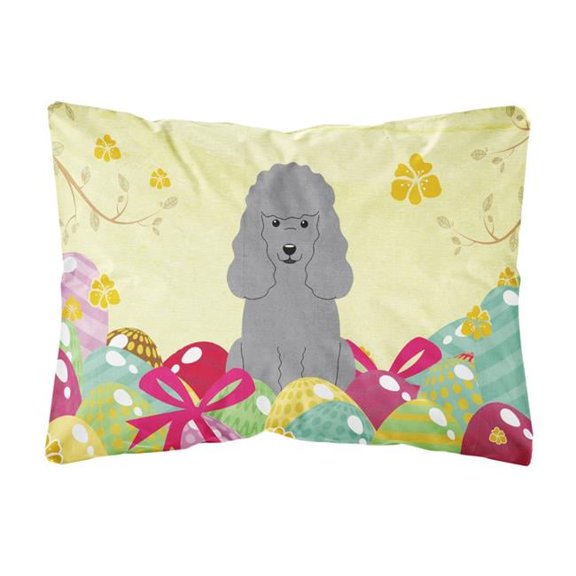 Carolines Treasures Easter Eggs Poodle Silver Canvas Fabric Decorative Pillow 12H x16W multicolor