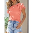 thumbnail image 3 of Asyoly Womens Summer Tops Crewneck Ruffle Short Sleeve T Shirts Casual Slim Fit Shirts S-2XL, 3 of 5