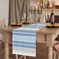 thumbnail image 2 of Blue Gray Stripes 108 Inch Table Runner, Contemporary Minimalist Abstract Lines Farmhouse Dresser Scarf Cotton & Linen Tablerunner for Dining/Kitchen Island/Holiday Party Décor 13" x 108", 2 of 9