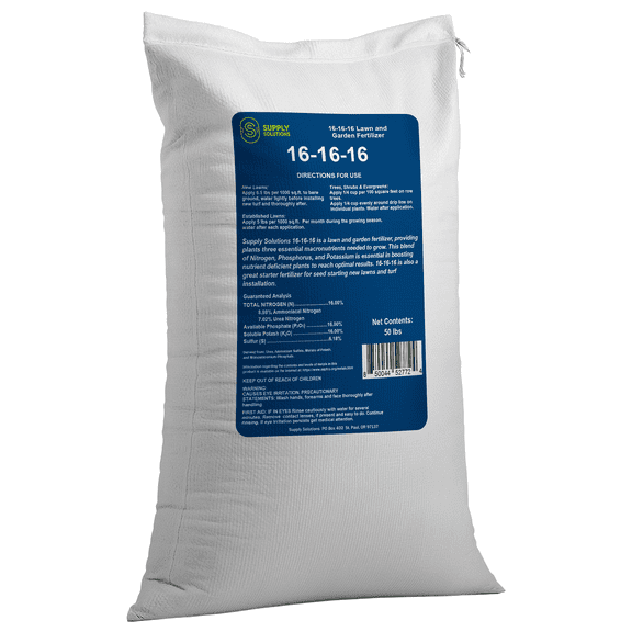 Supply Solutions 16-16-16 Complete Lawn & Garden All Purpose Granular Fertilizer - The Ultimate Plant Food for Lush Greenery (50lbs)