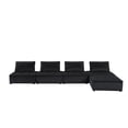 thumbnail image 4 of Miekor Furniture Aveline 120"W Black Velvet 5 Pc Sectional Sofa No.4723, 4 of 8