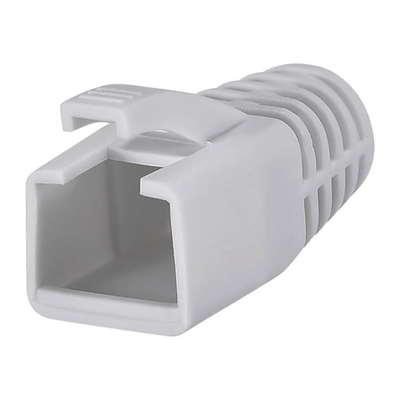 Grey 7mm Hole Dia RJ45 Boots Cover Anti Dust Plastic Protector for Network Cable CAT6 CAT7 50Pcs