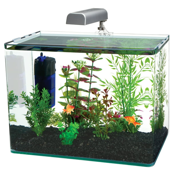 Korst Zijdelings Wrak Penn-Plax Water-World Radius Desktop Aquarium Kit – 5 Gallon Glass Tank -  Walmart.com