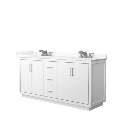 Icon WCF111172DWHGTUS3MXX 72 in. Double Bathroom Vanity in White with Giotto Quartz Countertop Undermount Square Sinks 3-Hole & Brushed Nickel Trim