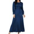 thumbnail image 4 of Kaemgyyd Satin Maxi Dress for Women Silk Long Lantern Sleeve Fall Dress High Waist Flowy A Line Cocktail Party Wedding Guest Dress, 4 of 6