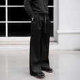 thumbnail image 1 of Pantalon Décontracté pour Homme de Printemps et d'Automne, Extérieur, Ceinturé, Ample, Couleur Unie, Tenue de Tous les Jours, Jambe Droite, pour et Style de Rue, 1 of 7