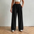 thumbnail image 2 of ZUBKTE Women's Drawstring Elastic Waist Active Jogger Wide Leg Pants Loose Fit Casual Sports Pants for Women Y2K Streetwear with Pockets S‑2XL, 2 of 8