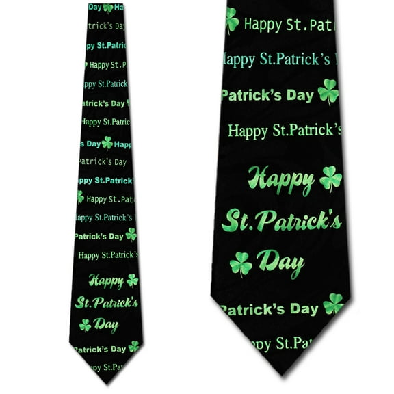 St. Patricks Day Allover (Black) Necktie Mens Tie