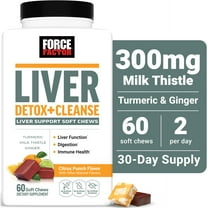 Force Factor Liver Detox Cleanse with Milk Thistle, Turmeric & Ginger, Supplement for Liver Health, Detox & Repair, Citrus Punch, 60 Soft Chews